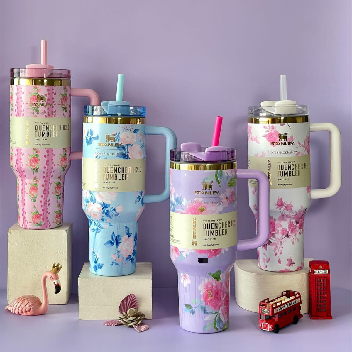 Stainless Steel Flower Design Tumbler With Lid, Vacuum Insulated Car Mug, Thermal Iced Bottle Stainless Steel Flower Design Tumbler With Lid, Vacuum Insulated Car Mug, Thermal Iced Bottle